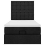 vidaXL Cadre de lit ottoman avec matelas noir 100x200cm tissu