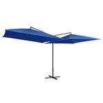 vidaXL Parasol double avec mât en acier 250 x 250 cm Bleu azuré