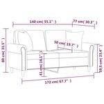 vidaXL Canapé 2 places avec oreillers décoratifs rose 140 cm velours