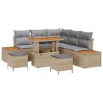 ensemble de canapé de jardin vidaXL 8 pièces avec coussins beige poly rattan acacia