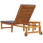 Chaise longue vidaXL avec table et coussin en bois massif d'acacia