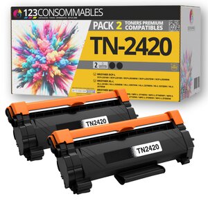 123CONSOMMABLES - TN2420 - Toner Compatible pour Brother DCP-L2530DW MFC-L2710DW HL-L2350DW DCP-L2510D HL-L2375DW MFC-L2730DW MFC-L2750DW HL-L2310D TN-2420 TN2410 TN-2410 (2 Noir)