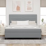 vidaXL Lit à ressorts avec matelas et lumière LED en gris clair  180 x 200 cm en tissu