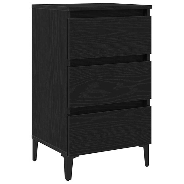Table de chevet vidaXL avec pieds en métal Noir Chêne 40x35x69 cm