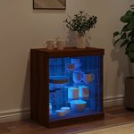 vidaXL Buffet avec lumières LED chêne marron 60 5x37x67 cm