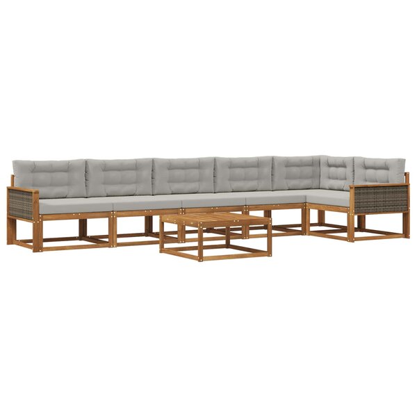vidaXL Ensemble de canapés d'extérieur 7 Pièces Naturel et Gris clair