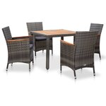vidaXL Salon de jardin 5 Pièces avec coussins Résine tressée Gris