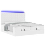vidaXL Lit ottoman avec matelas & LED blanc pur 160x200cm similicuir