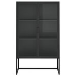 vidaXL Buffet haut Noir 80x35x135 cm Acier et verre trempé