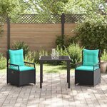 vidaXL Ensemble de salle à manger pour jardin 3 Pièces Noir polyrotin