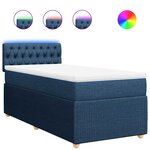 vidaXL Sommier à lattes de lit avec matelas Bleu 90x200 cm Tissu