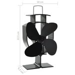 vidaXL Ventilateur de poêle alimenté par chaleur 4 pales Noir