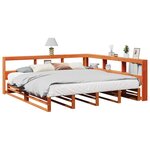 vidaXL Lit bibliothèque sans matelas cire marron 200x200 cm pin massif