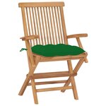 vidaXL Chaises de jardin avec coussins vert 2 Pièces Bois de teck massif