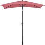 Parasol droit rectangulaire 1,4 x 2,10 m - inclinable & avec manivelle - Mat aluminium et toile polyester 160g - Rouge