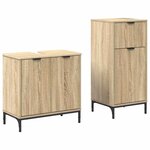 vidaXL Ensemble de mobilier de salle de bain Plaid 2 Pièces Chêne sonoma
