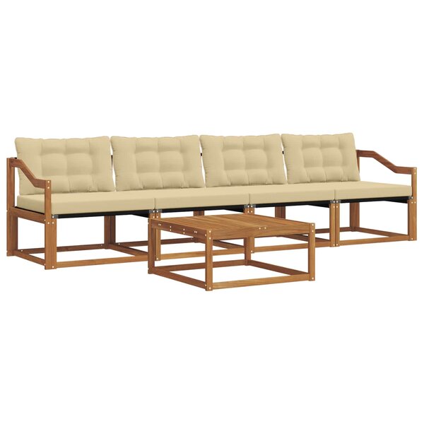 vidaXL Ensemble de canapés d'extérieur 5 Pièces Naturel et Beige