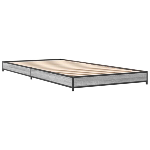 vidaXL Cadre de lit sonoma gris 90x190 cm bois d'ingénierie et métal