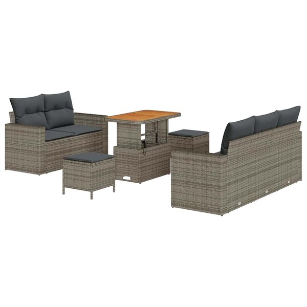 vidaXL Ensemble de canapé de jardin 8 Pièces Gris polyrotin