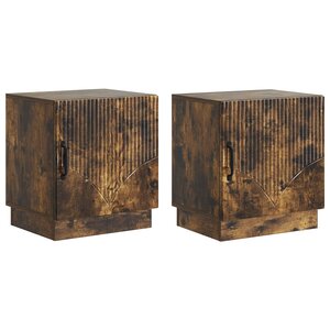 vidaXL Table de chevet 2 pc Chêne fumé 43 x 34 5 x 47 cm