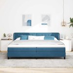 Lit à ressorts avec matelas vidaXL bleu foncé 200x200 cm en velours