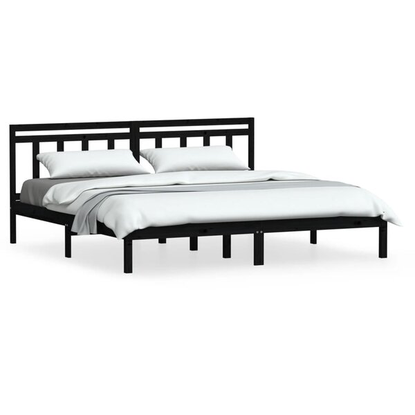 vidaXL Cadre de lit sans matelas noir bois massif 200x200 cm