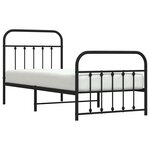 vidaXL Cadre de lit métal sans matelas avec pied de lit noir 90x190 cm