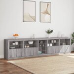 vidaXL Buffet avec lumières LED sonoma gris 283x37x67 cm