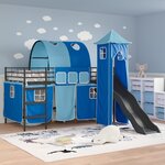 vidaXL Lit mezzanine pour enfants Noir et Bleu 79 5 x 200 cm Métал
