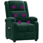 vidaXL Fauteuil électrique de massage Vert foncé velours