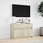 vidaXL Meuble TV avec LED chêne sonoma 91x34x61 cm bois d'ingénierie