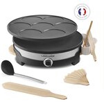 LAGRANGE 109 017 Crêpière Tradi'® Duo - Plaques amovibles fonte d'aluminium grande crêpe+7 mini crêpes - 1500W - Thermostat réglable