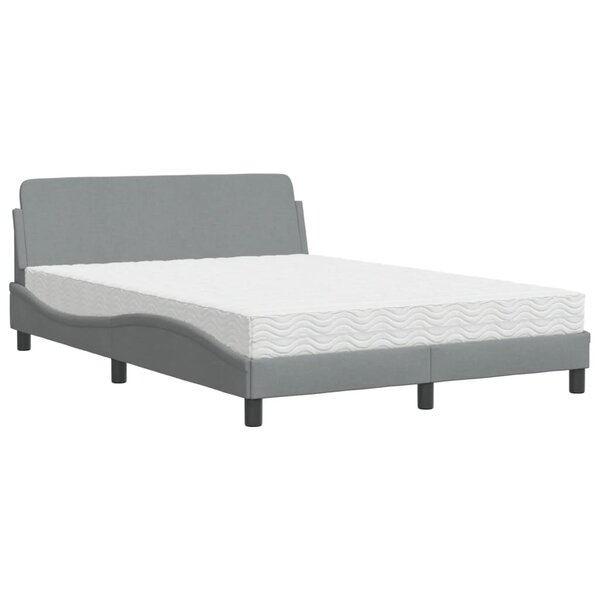vidaXL Lit avec matelas Dover gris clair 120x200 cm tissu