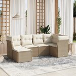 vidaXL Salon de jardin avec coussins 6 Pièces beige résine tressée