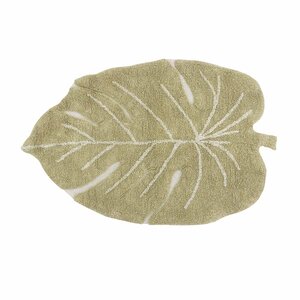 Tapis coton lavable Mini Monstera olive - 75 x 100 cm