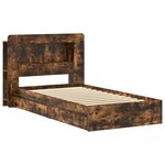 vidaXL Cadre de lit avec rangement avec tiroir Chêne fumé 90 x 190 cm