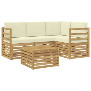 vidaXL Ensemble de canapés d'extérieur 5 Pièces Blanc et crème Polyester