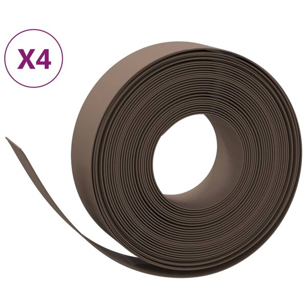 vidaXL Bordures de jardin 4 Pièces marron 10 m 15 cm polyéthylène