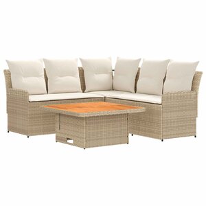 vidaXL Ensembles de meubles 4 Pièces Beige et crème Rotin PE