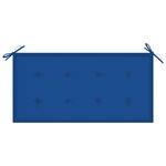 vidaXL Banc de jardin et coussin bleu royal 112 cm Bois de teck massif