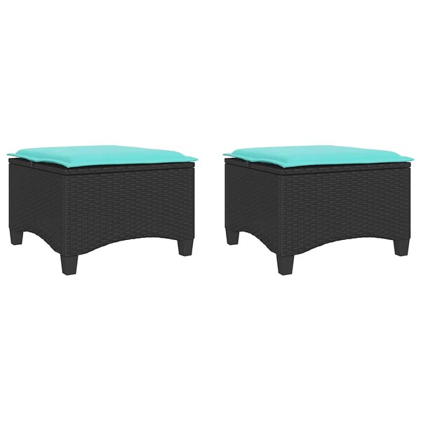 vidaXL Tabourets jardin coussins 2 Pièces noir 55x55x36 cm résine tressée