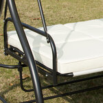 Balancelle de jardin 3 places convertible inclinaison toit réglable matelas grand confort rembourrage 8 cm fourni 1 96L x 1 17l x 1 78H m métal époxy noir crème