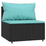 vidaXL Salon de jardin 3 Pièces avec coussins Noir Résine tressée
