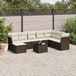 vidaXL Salon de jardin avec coussins 9 Pièces marron résine tressée