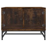 vidaXL Table basse avec portes en verre chêne fumé 68 5x50x50 cm