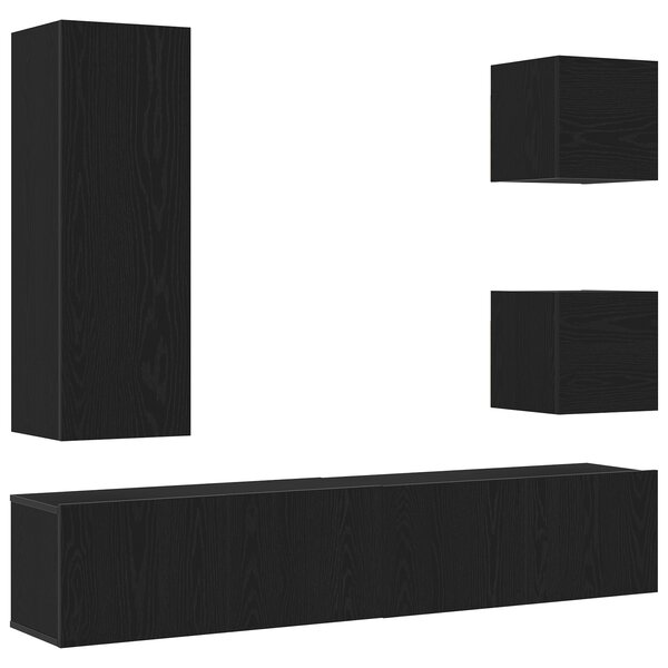 Ensemble de meuble TV vidaXL 6 pièces en chêne noir et bois d'ingénierie