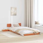 vidaXL Cadre de Lit au Sol avec Tables de Chevet Marron Ciré 90x190cm Bois Massif