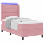 vidaXL Lit à ressorts avec matelas avec LED Rose 100 x 200 cm Velours