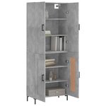 vidaXL Buffet haut Gris béton 69 5x34x180 cm Bois d'ingénierie