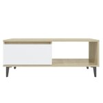 vidaXL Table basse blanc et chêne sonoma 90x60x35 cm bois d'ingénierie